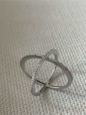 Silver Crisscross Pavé Ring - Women's Jewelry